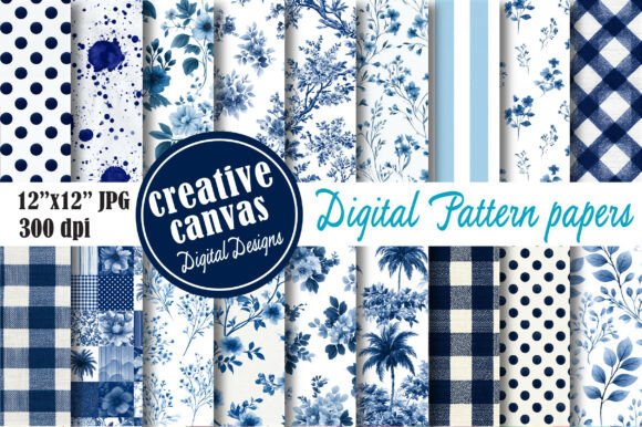 Download Blue Floral Seamless Pattern Bundle - Pattern Collection