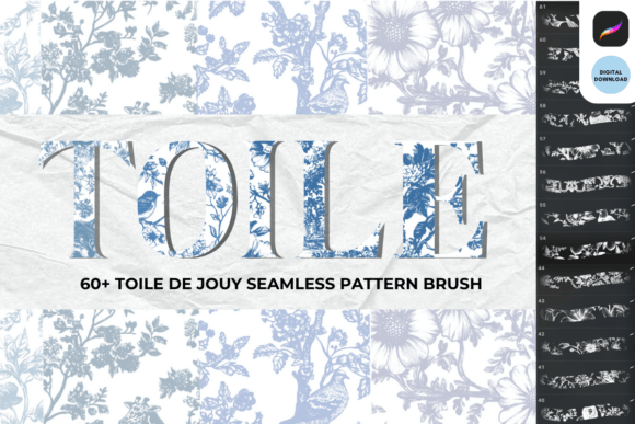 Download Toile De Jouy Seamless Brush Set - Oil Collection