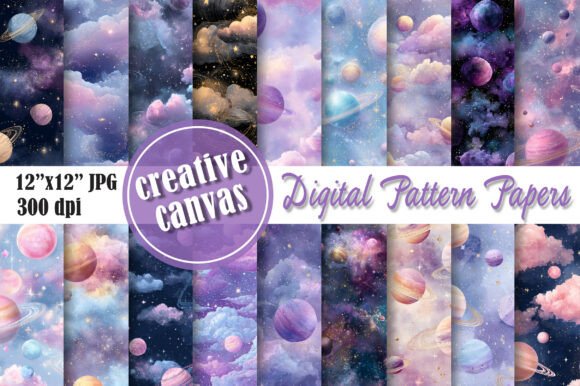 Download Dreamy Galaxy Planets Seamless Pattern - Pattern Collection