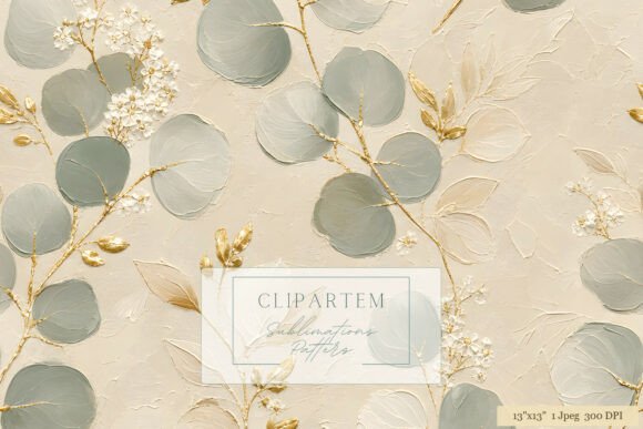 Download Sage Eucalyptus Gold Botanical Pattern - Pattern Collection