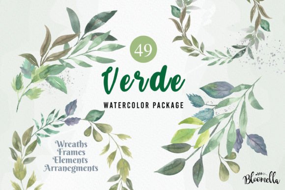 Download Verde 49 Greenery Foliage Watercolor Kit - Watercolor kit Collection