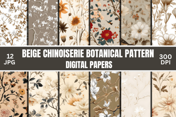 Download Beige Chinoiserie Botanical Pattern - Pattern Collection