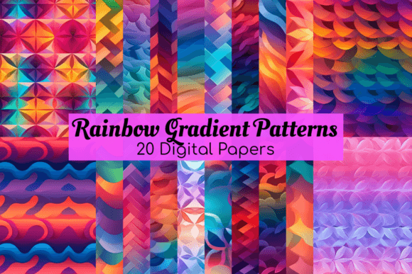 Download Rainbow Gradient Geometric Patterns Pack - Pattern Collection