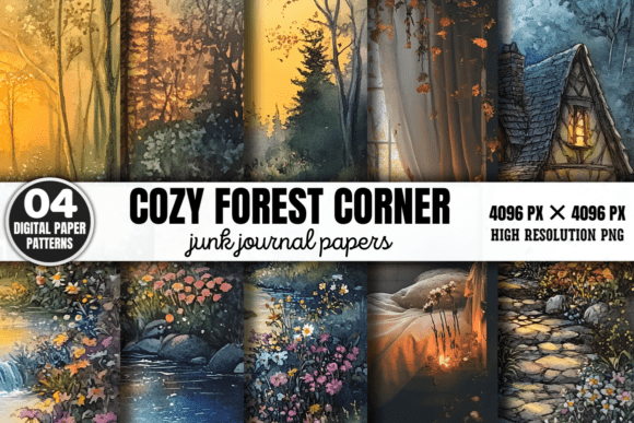 Download Cozy Forest Corner Junk Journal Pattern - Pattern Collection