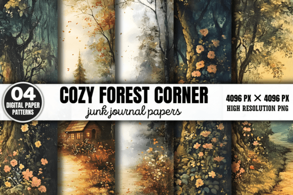 Download Cozy Forest Corner Junk Journal Pattern - Pattern Collection